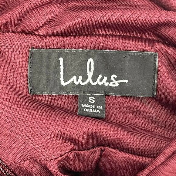 Lulus Burgundy Heavenly Hues Maxi Dress Gown Bridesmaid V Neck Slit Size Small - Picture 7 of 9